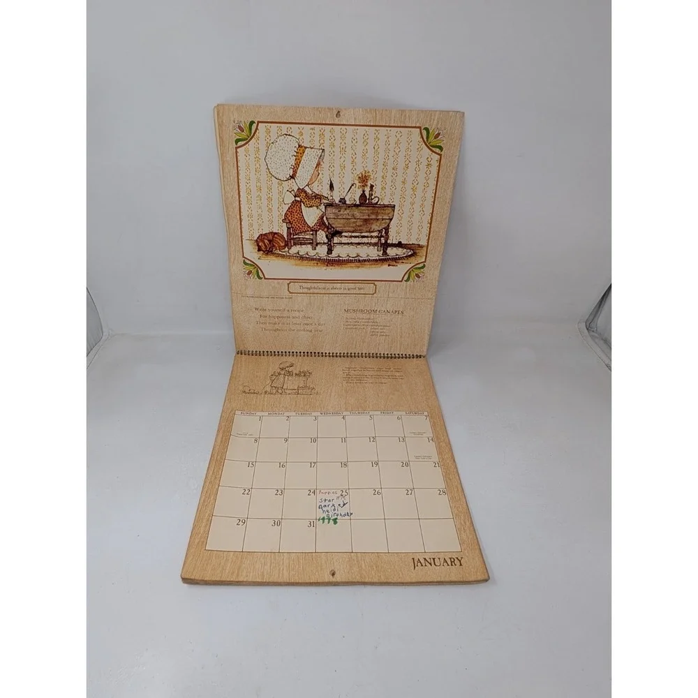 Vintage 1978 Holly Hobbie GOOD EATIN' Cookbook Calendar 70s 1970s